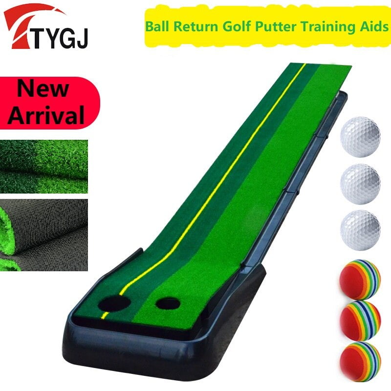 Portable Golf Green Putter Trainer Ball Return 2.5M/3M Golf Putting Indoor Practice Track Golf Training Aids For Beginner Portable Golf Green Putter Trainer Ball Return 2.5M/3M Golf Putting Indoor Practice Track Golf Training Aids For Beginner